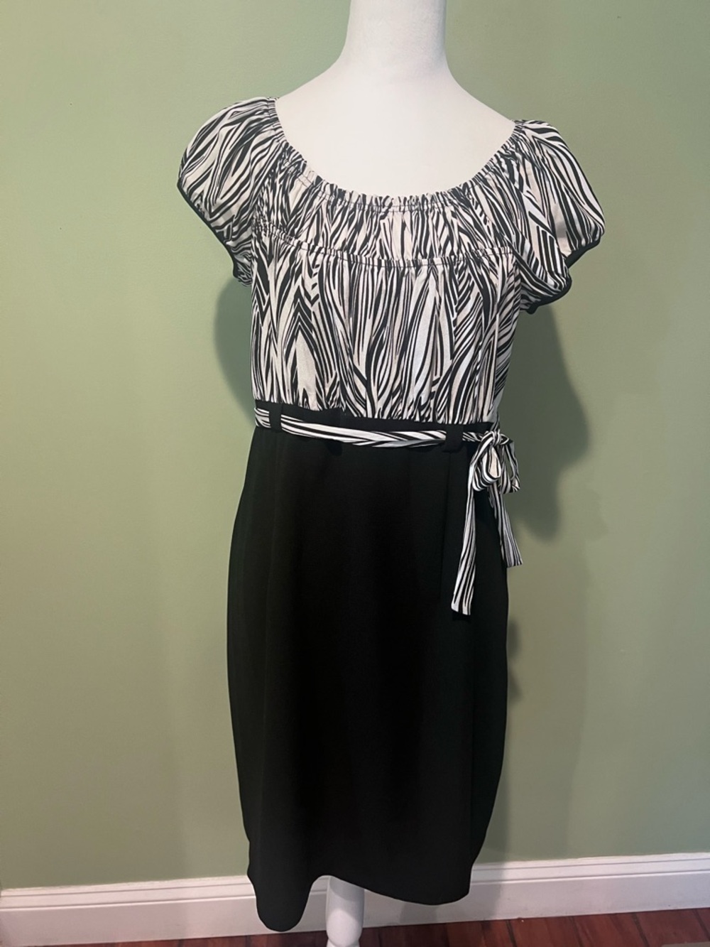 Essentials Black and White Midi Dress